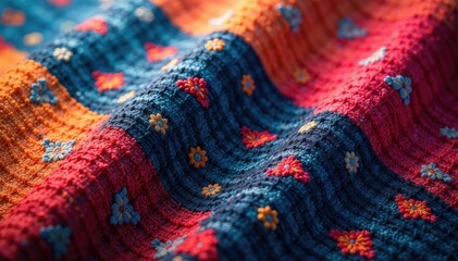 Close-up textured fabric with repeating motif, close-up, textile design