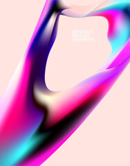 Abstract vector background of fluid 3D iridescent shape. Elegant wallpaper.