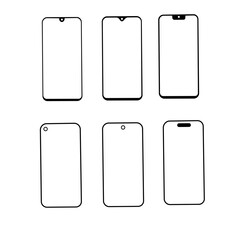 smartphone screen, mobile phone screen graphic. screenshot. smartphone screen shape. smartphone screen frame.