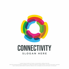 Colorful logo design concept vector. People team community event group modern symbol logo Template Vector