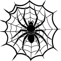 Obraz premium spider and web vector-silhouette