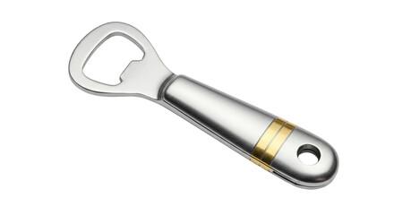 Isolated Silver Bottle Opener with Gold Accent