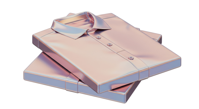 Isolated Stack of Metallic Pink Shirts