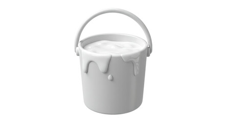 Isolated Paint Bucket with Dripping White Paint