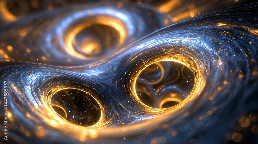Wall mural spiraling blue and yellow swirl creating a mesmerizing cosmic effect in a high-key lighting setting 