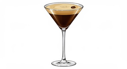 Espresso Martini Cocktail - Elegant espresso martini cocktail in a martini glass, garnished with a coffee bean. Perfect for menus, websites, or advertisements
