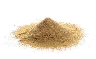 aloe vera organic powder pile isolated on white background, side view