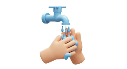 Isolated Hands Washing with Blue Soap