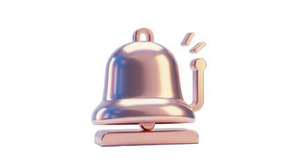 Isolated Rose Gold Notification Bell with Ring