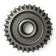 Interlocking metal gears, isolated on a white