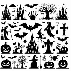 Halloween Silhouette Collection: Spooky Vector Elements