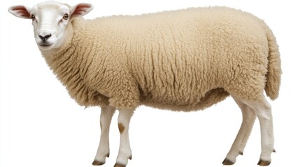 Fototapeta premium Cream-colored sheep, standing profile view