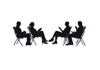 vector drawing black group of people meeting on white .Generative AI