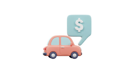 Isolated Cartoon Car with Dollar Sign Speech Bubble