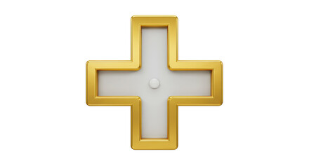 Isolated Golden Plus Sign for Addition and Positive Concepts