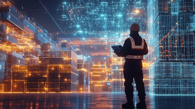 Smart cargo ship logistics system wallpapers