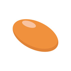 Medical orange pill in flat design. Tablet treatment, vitamin supplement. Vector illustration isolated.