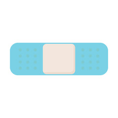 Medical plaster in flat design. Adhesive mint colour tape for wound covering. Vector illustration isolated.