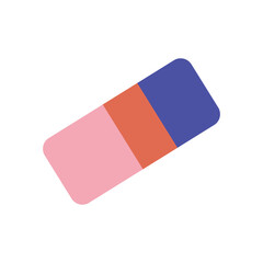 School eraser flat in flat design. Mistake cleaning tool, correction supply. Vector illustration isolated.