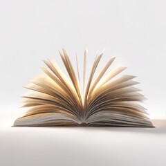 Open book with pages fanned out on white background