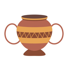 Traditional Morocco pot in flat design. Ceramic bowl or vase with ornate. Vector illustration isolated.