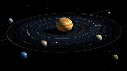 Obraz premium Planetary System Orbiting A Gas Giant Star