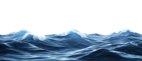 A realistic depiction of the vast ocean with water isolated on white background PNG. GENERATIVE AI