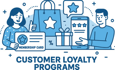Vector illustration of customer loyalty programs, membership benefits, retention marketing, and reward systems. Great for retail brands, app flows, and marketing automation
