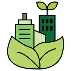 Green City Icon Vector Design