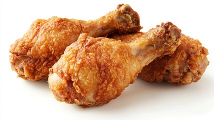 Crispy fried chicken drumsticks.  Juicy, golden-brown, crispy fried chicken legs, ready to eat.  Perfect for a quick, tasty meal