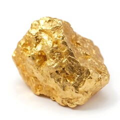 Obraz premium Raw gold crystal nugget, natural mineral, isolated on white background