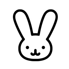 Obraz premium Cute Bunny Line Icon – Minimal Black Vector with Playful Ears for Easter and Animal Designs