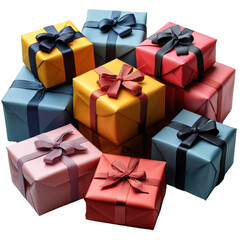 Obraz premium Colorful gift boxes presents for christmas birthday celebration holidays on transparent background