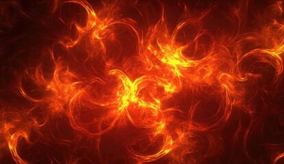 Abstract fiery fractal patterns.  Intricate, swirling flames in orange and red.  Dynamic, energy-filled background