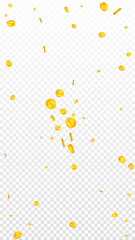 British pound coins falling. Scattered gold GBP