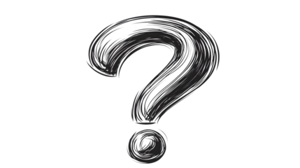 Professional Black and White Line Drawing Cartoon Question Image for Various Design Projects