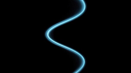 Digital art piece that appears to be a wave-like shape. the wave is made up of thin, curved lines that are a bright blue color.