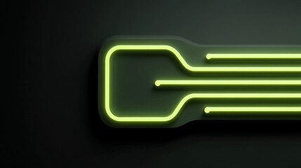 3d rendering of a neon green letter "g" on a black background. the letter is in the shape of a curved line, with the ends of the line curving upwards towards the right side of the image.