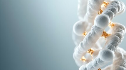 Fototapeta premium Abstract modeling of DNA double helix. White and gold.