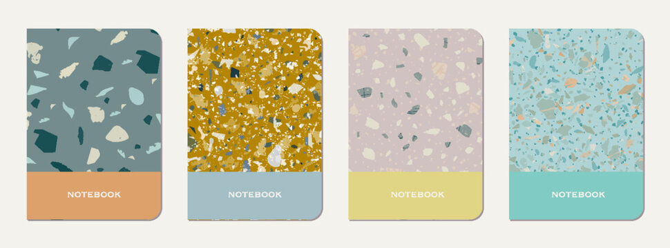 School notebook cover design. Terrazzo abstract