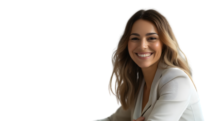 Professional Smiling Businesswoman in Office Meeting, Positive Corporate Environment