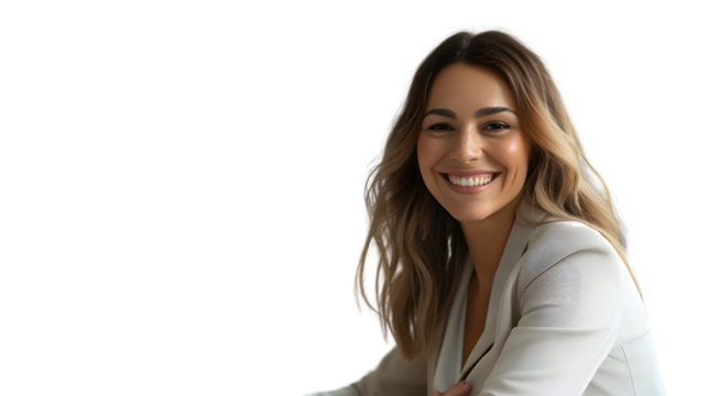 Professional Smiling Businesswoman in Office Meeting, Positive Corporate Environment