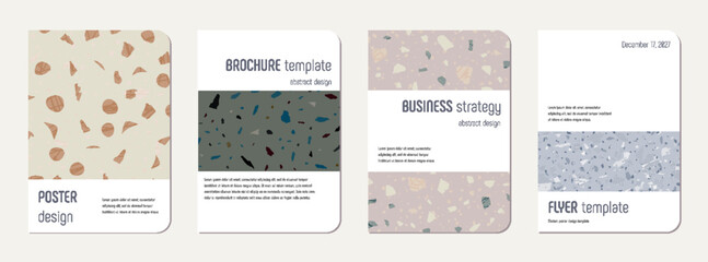 School notebook cover design. Terrazzo abstract