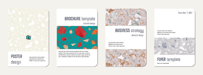 School notebook cover design. Terrazzo abstract