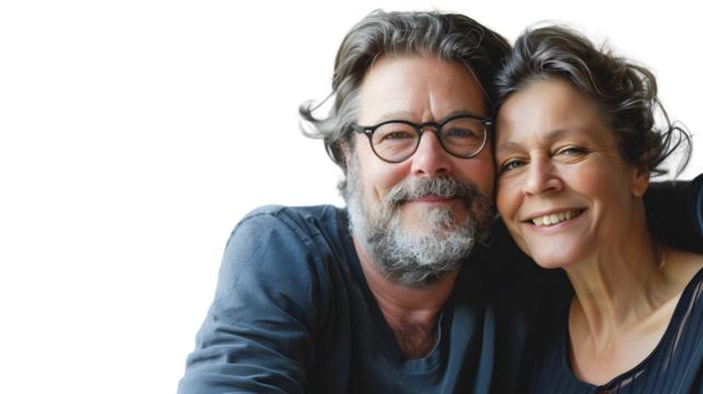 Happy Mature Couple Relaxing at Home Enjoying Scenic View Together