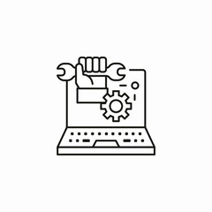 Fototapeta premium laptop gear wrench icon sign vector