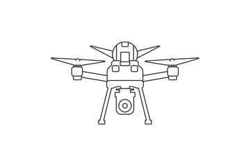Simple drone illustration in line art vector. deal for drone services, aerial photography, tech blogs, and UI design elements.