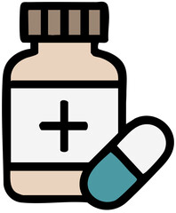 medicine bottle and pills