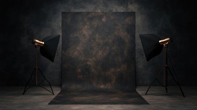 Studio backdrop setup with lighting