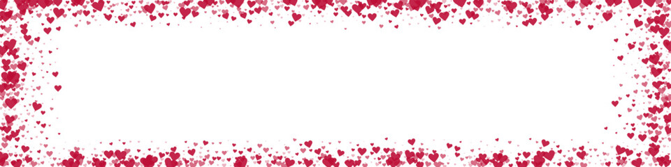 Red hearts scattered on white background.